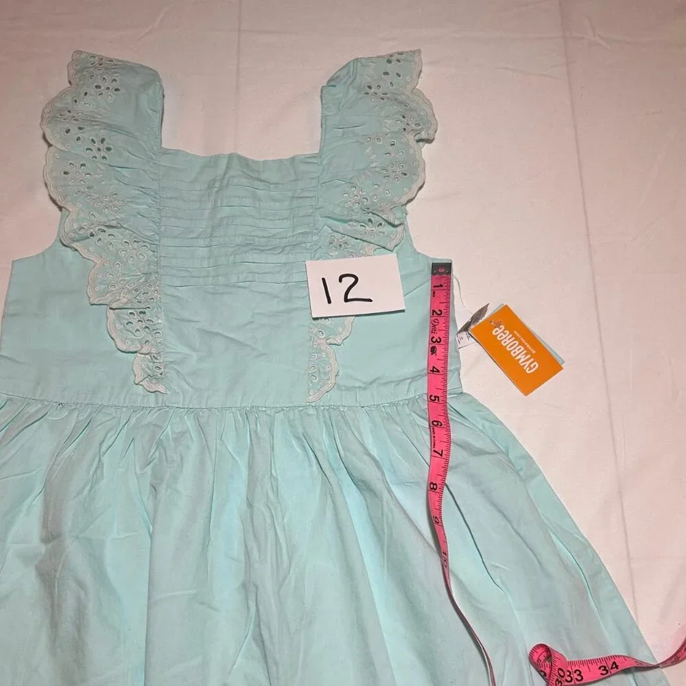 Gymboree Girls Blue Coral Mommy And Me Pintuck Eyelet Ruffle Cotton Dress NWT